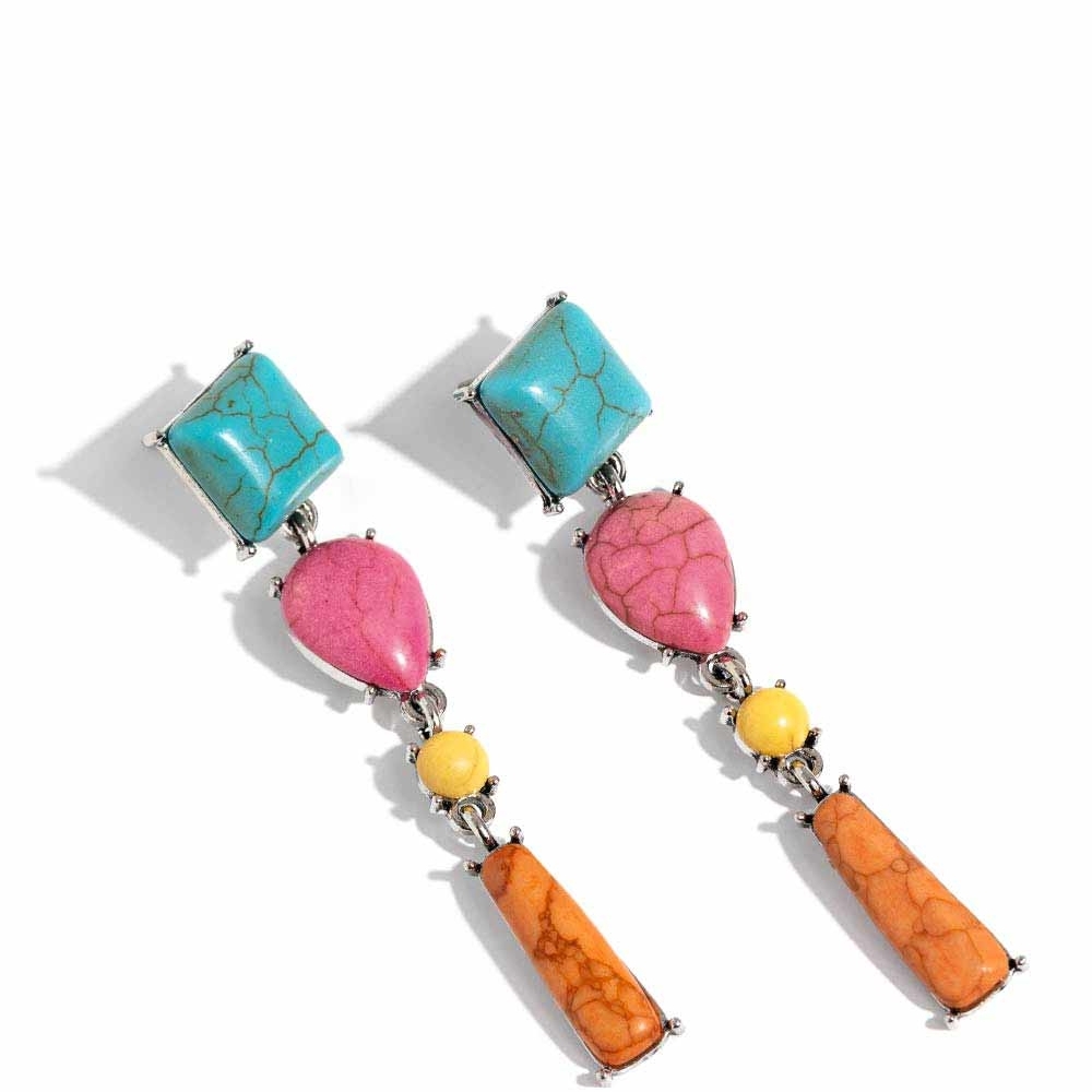 Colorful Dangle Earrings Saharan Sabbatical Blue Post Fashion Jewelry Paprazzi